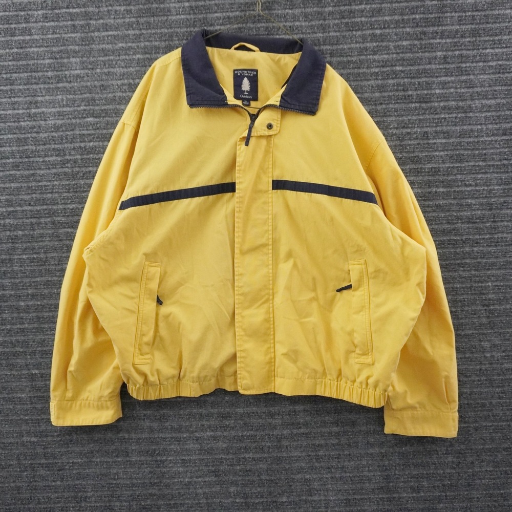 Vintage 90s Roundtree & Yorke Outdoors Jacket Mens XL Yellow Navy Windbreaker